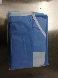 Knitted Cuff Disposable Hospital Gowns , Surgical Gowns Hook Loop Fastener